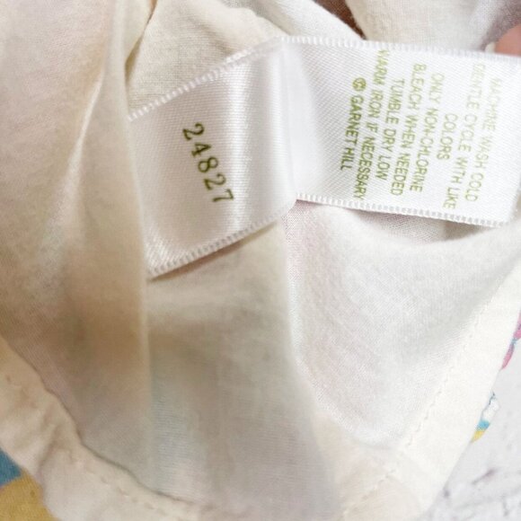 Garnet Hill Bird Print Wrap Neck Long Sleeved Dress Girls 2 Blue Pink Yellow - Picture 8 of 8